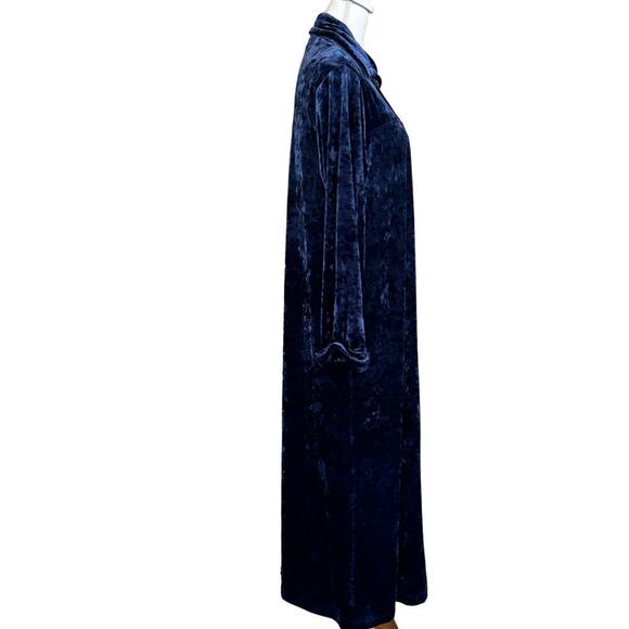Cabernet crushed velvet/velour long robe, lounge, warm, leisure, zipper bling - Picture 2 of 5